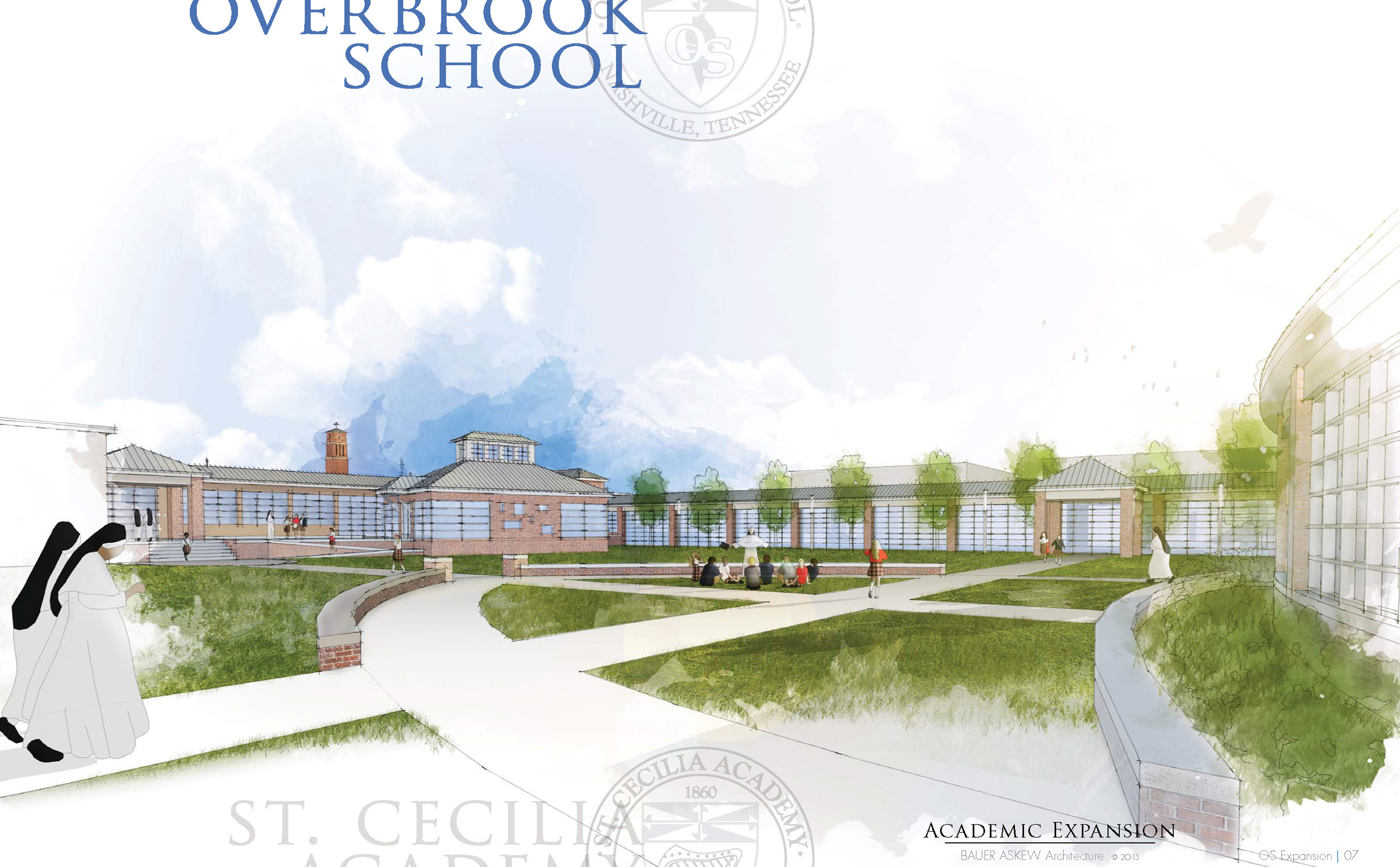 master plan, overbrook, school, nashville, tennessee, architecture, design, watercolor