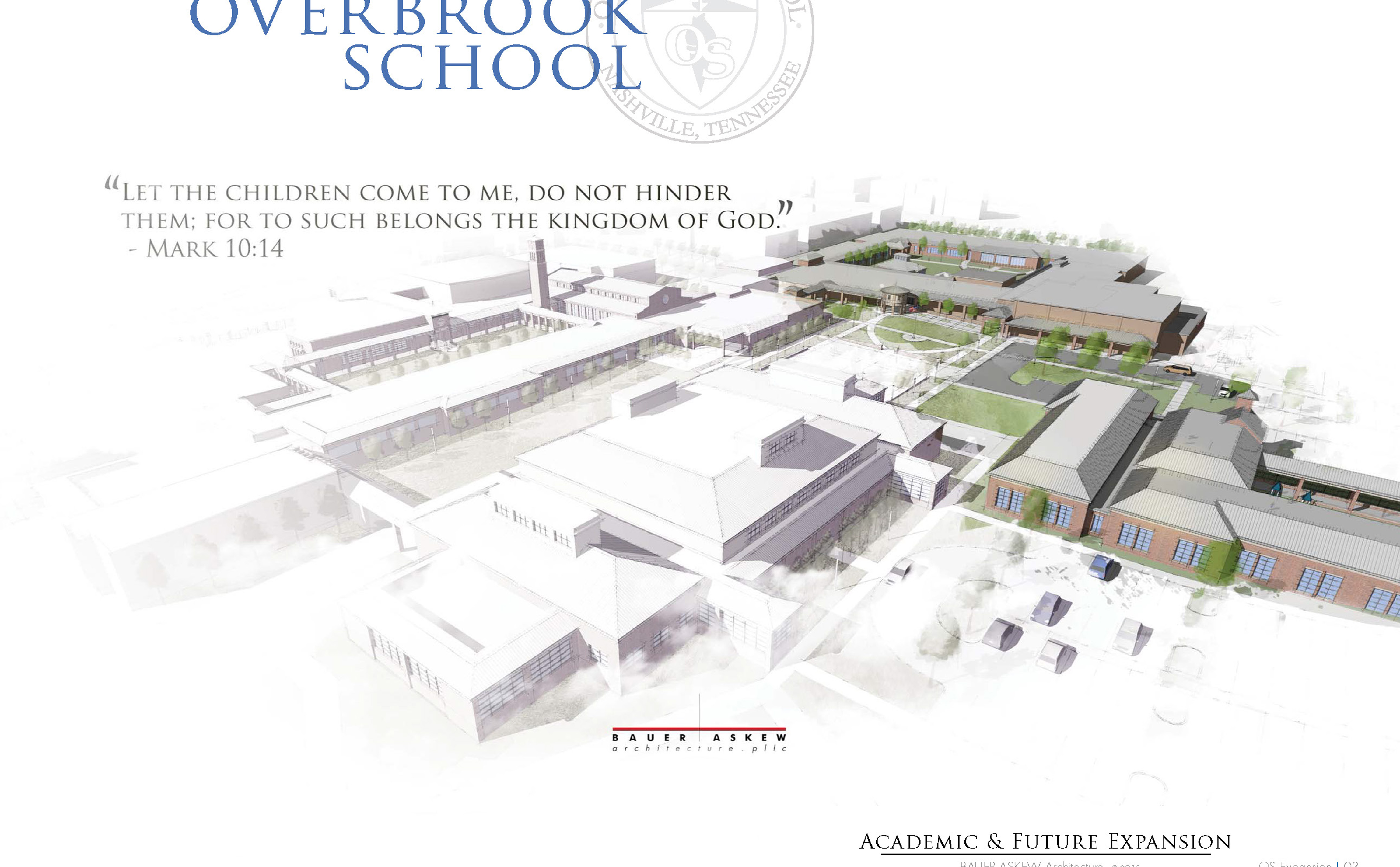 master plan, overbrook, school, nashville, tennessee, architecture, design, watercolor